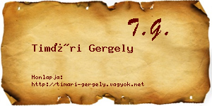 Timári Gergely névjegykártya